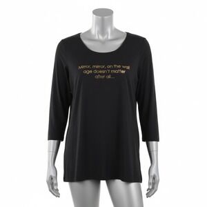 Attitudes by Renee Top Black Mirror Quote Womens L 3/4 Sleeve Graphic Tee Comfy